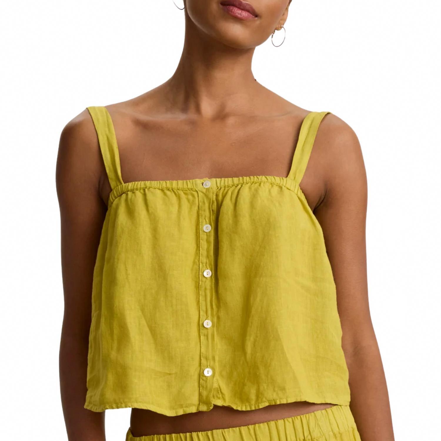 New Velvet By Graham & Spencer Quin Linen Top In Dandelion